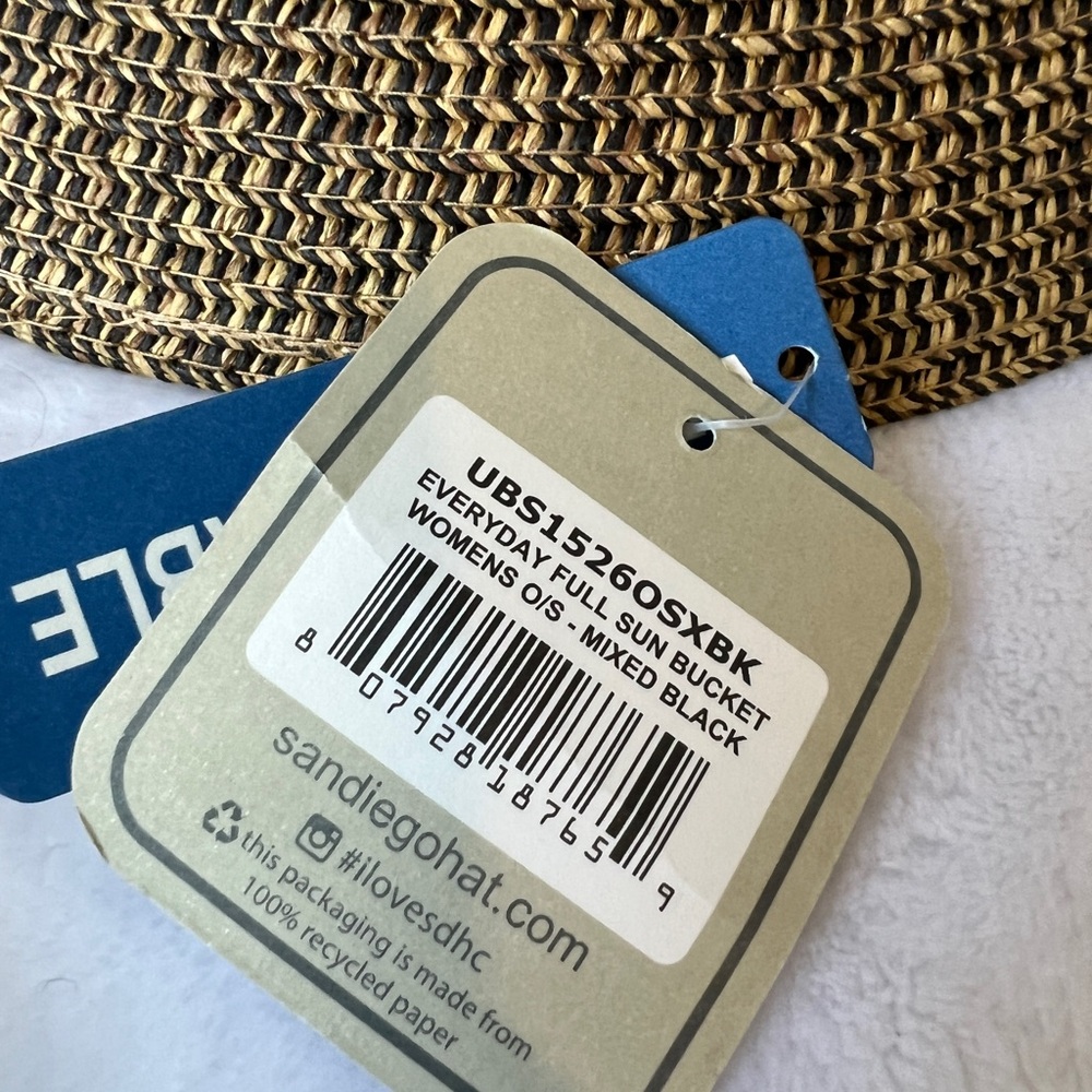 NWT San Diego Hat Company Woven Bucket Hat OS Ultrbraid Crown Ventilation - Picture 5 of 6